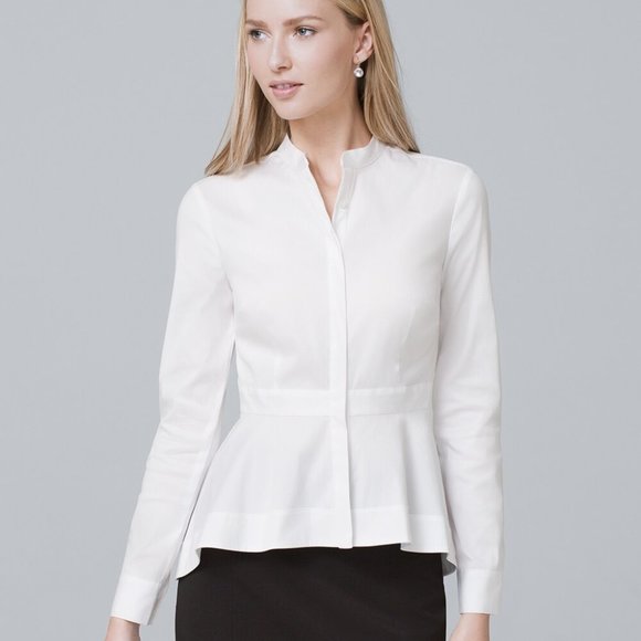 White House Black Market Tops - WHBM White Poplin Long Sleeve Top Size 6